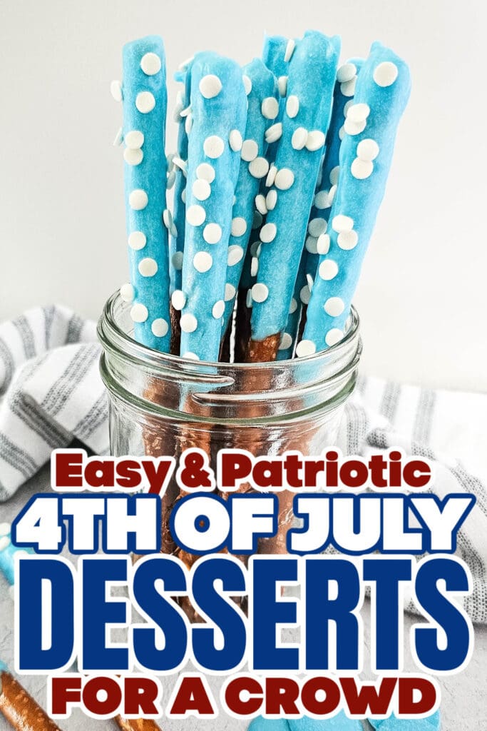 4th of July Desserts - Blue Candy Coated Pretzel Rods