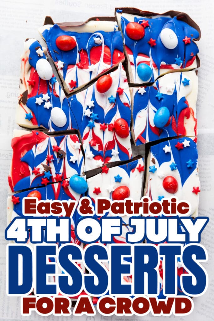 4th of July Desserts - Red, White, and Blue Chocolate Bark