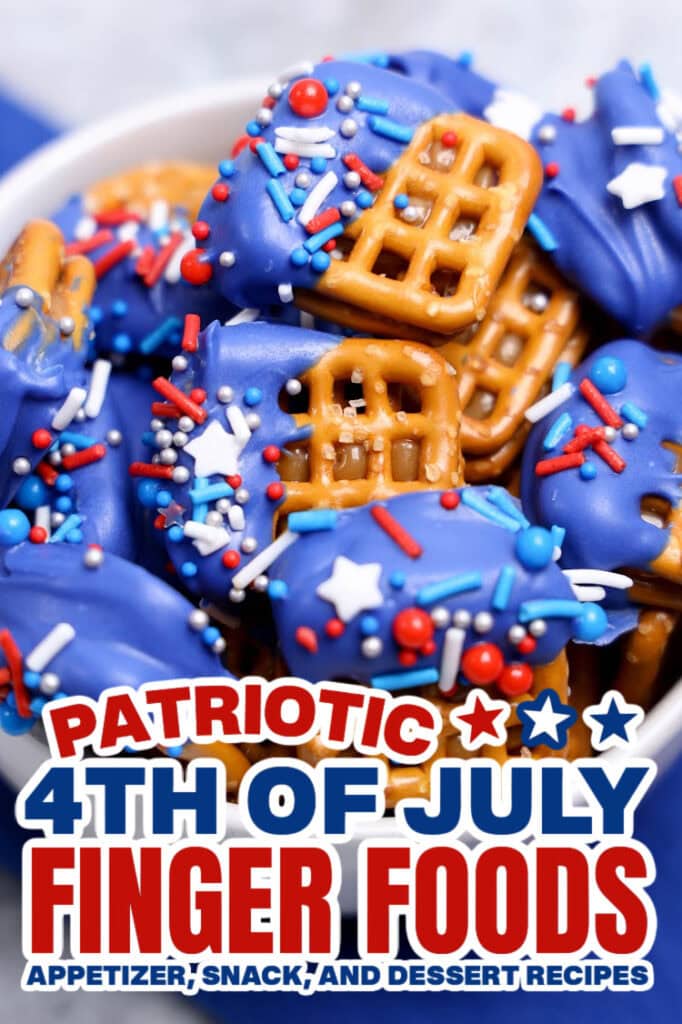4th of July Food -4th of July Caramel Pretzel Sandwiches