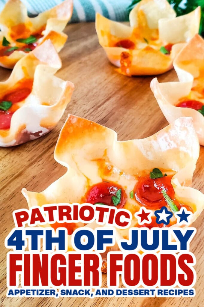 4th of July Food -Pizza Wonton Cups