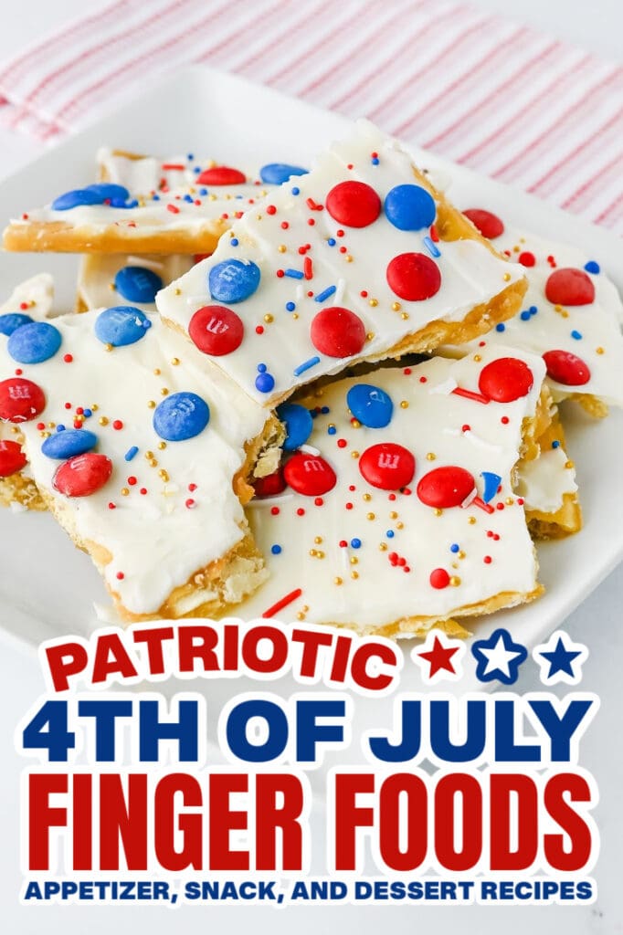 4th of July Food -Red, White & Blue Saltine Bark