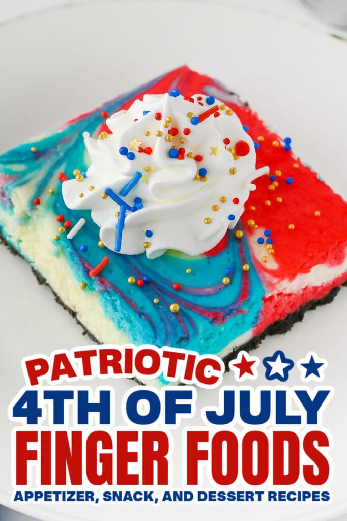 4th of July Food -Red, White, and Blue Cheesecake Bars