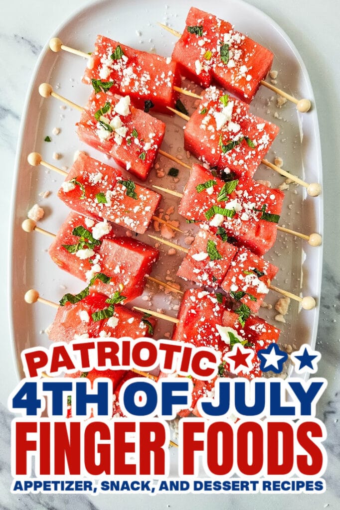 4th of July Food -Watermelon Feta Skewers