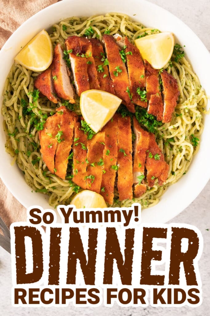 dinner recipes for kids - Crispy Lemon Garlic Chicken Spaghetti copy