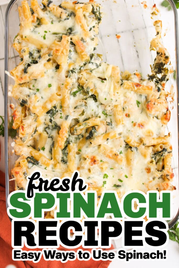 fresh spinach recipes - Creamy Spinach Artichoke Chicken Pasta Casserole copy