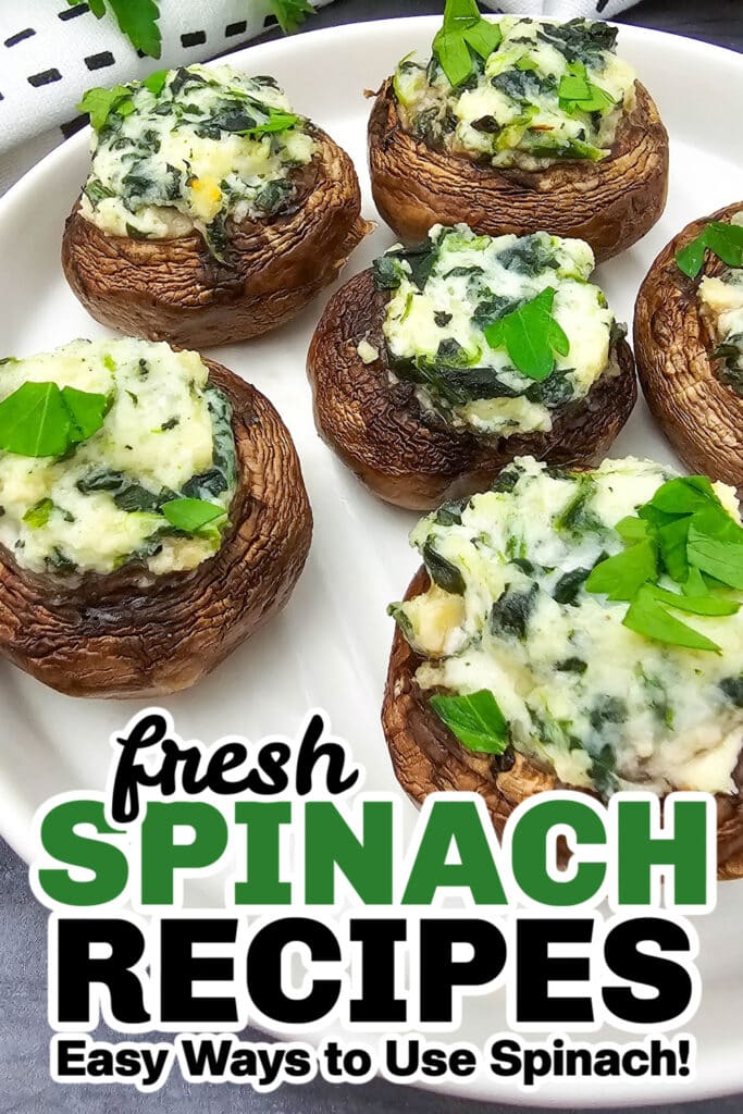 fresh spinach recipes - Creamy Spinach and Ricotta Stuffed Mushrooms copy