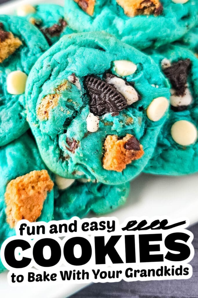 fun cookies for grandkids - Cookie Monster Cake Mix Cookies