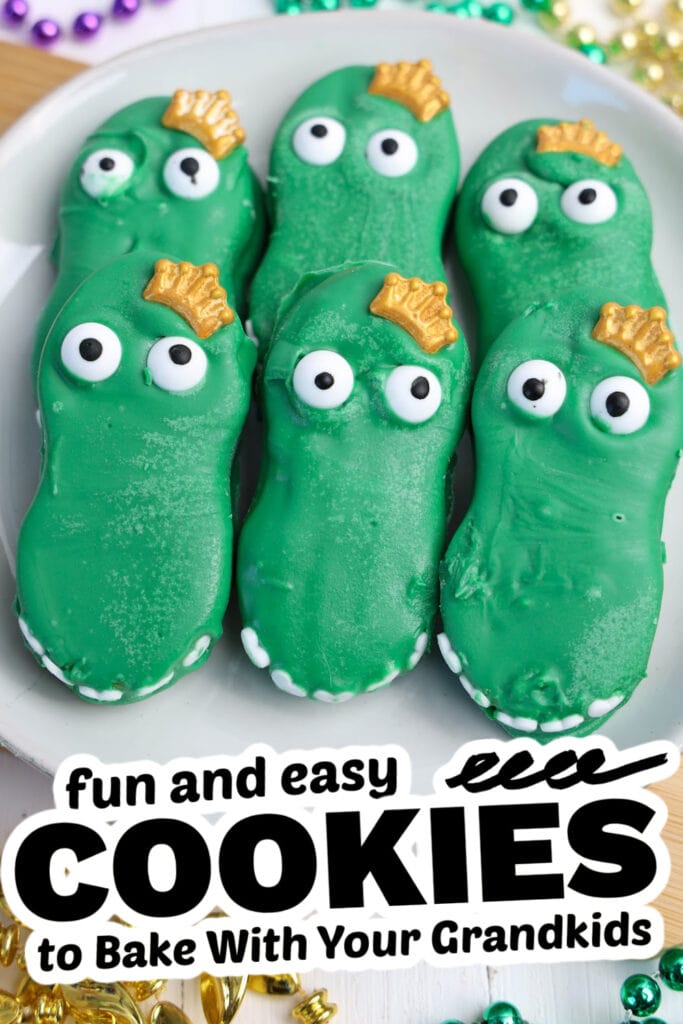 fun cookies for grandkids - mardi gras alligators