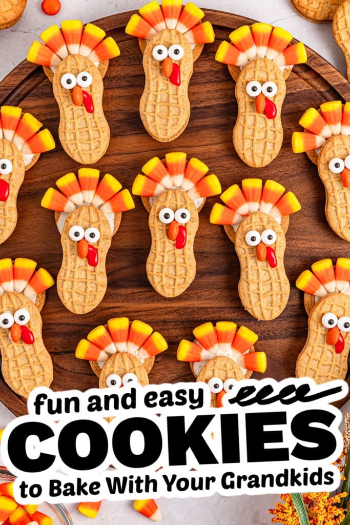 fun cookies for grandkids - nutter butter turkey cookies