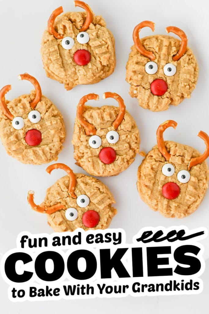 fun cookies for grandkids - peanut butter reindeer cookies