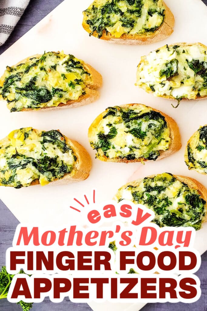 mother's day appetizers - Spinach Artichoke Crostini
