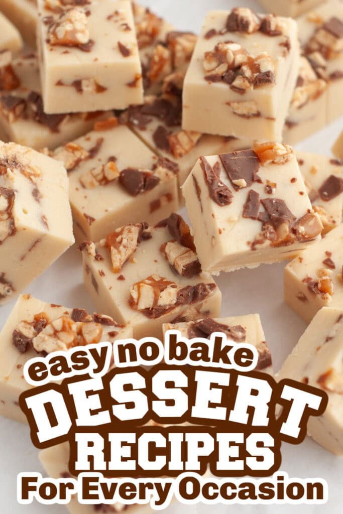 no bake desserts - No-Bake Snickers Fudge copy