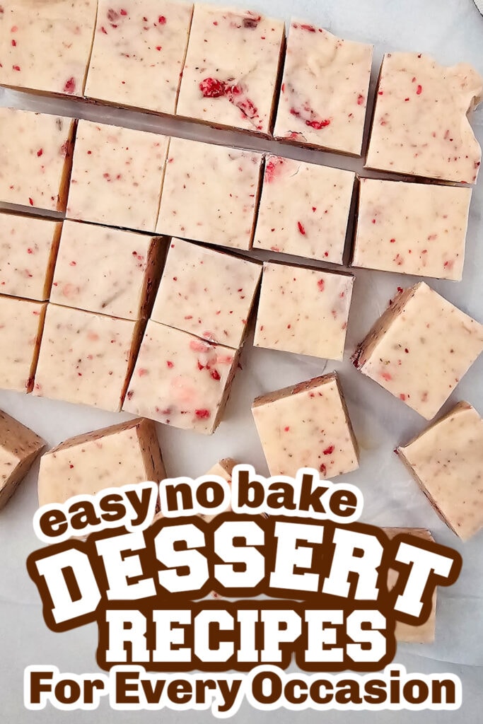 no bake desserts - No-Bake Strawberry Fudge Squares copy