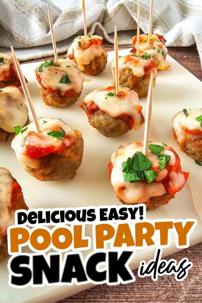 pool party snacks - Mini Meatball Marinara Bites