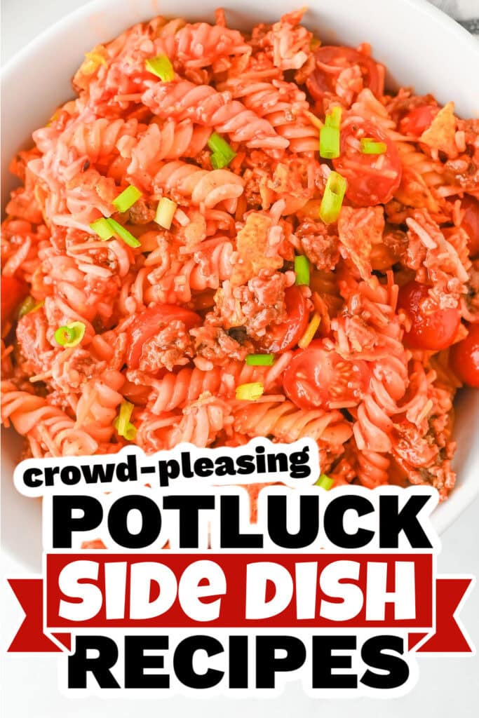 4th of July Potluck Side Dish - Cheesy Taco Pasta Salad with Catalina Dressing
