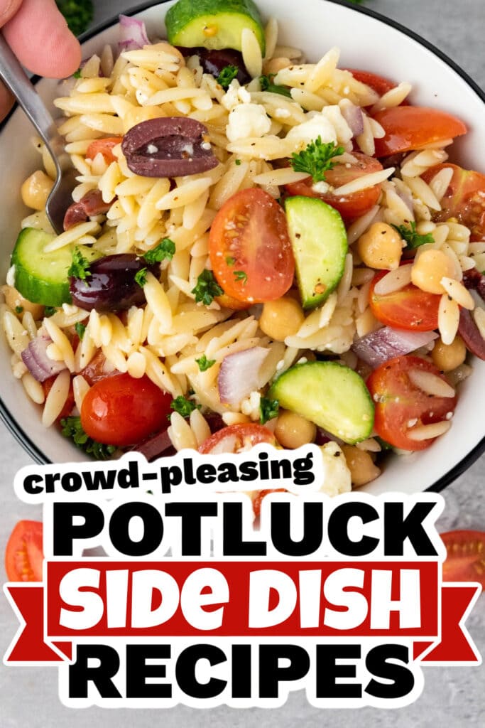 4th of July Potluck Side Dish - Mediterranean Orzo Pasta Salad