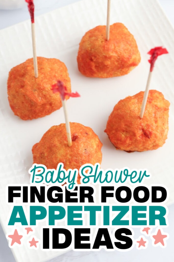 baby shower appetizers -Baked Buffalo Chicken Meatballs