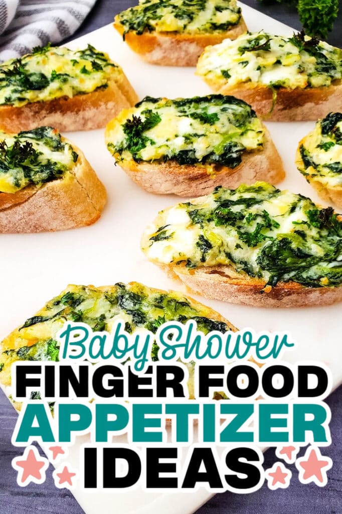 baby shower appetizers -Spinach Artichoke Crostini