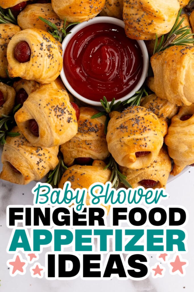 baby shower appetizers - mini piggies in a blanket