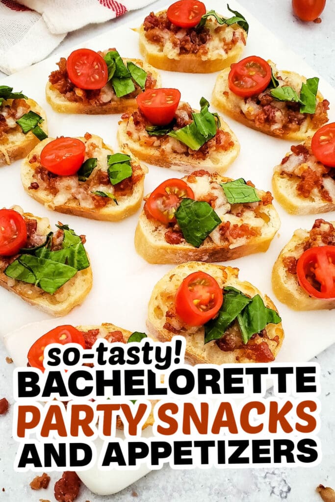 bachelorette party snacks - Bacon-Topped BLT Crostini