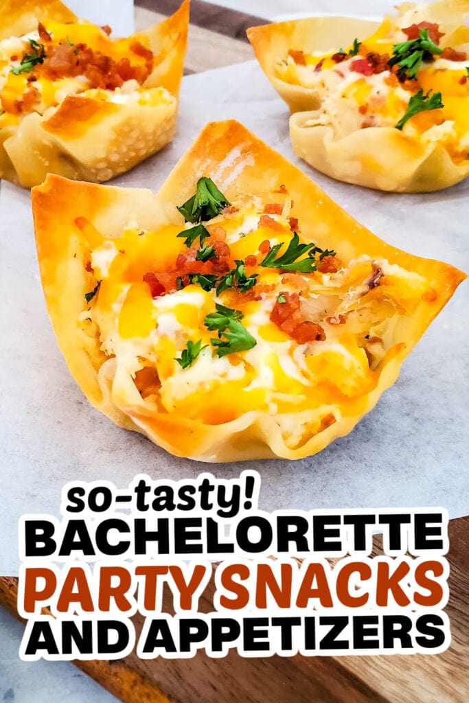 bachelorette party snacks - cheesy ranch chicken wonton cups