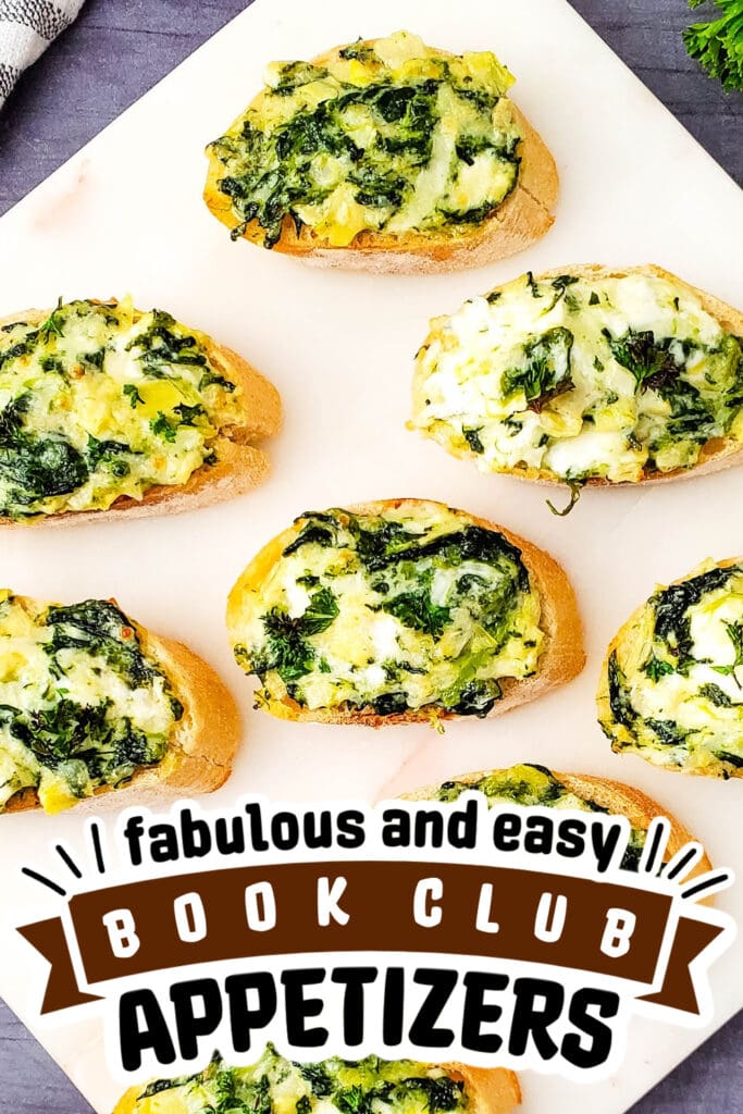 book club appetizers - Spinach Artichoke Crostini