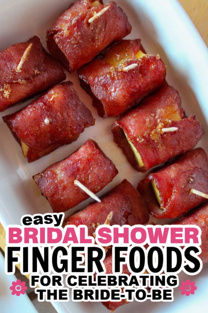 bridal shower finger foods -Bacon-Wrapped Pineapple Bites
