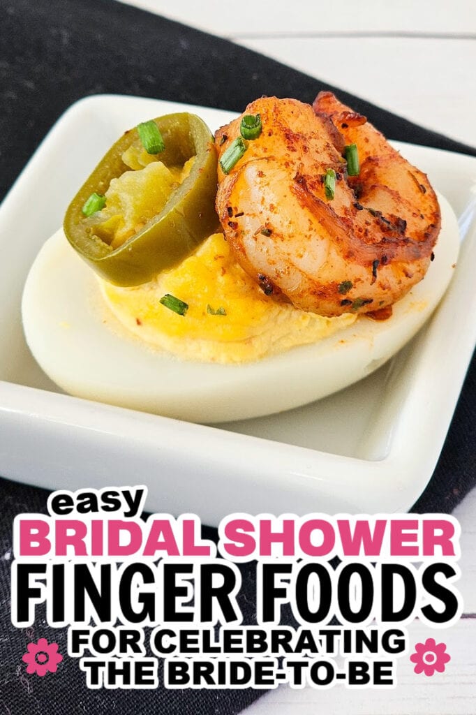 bridal shower finger foods -Cajun Deviled Eggs with Shrimp