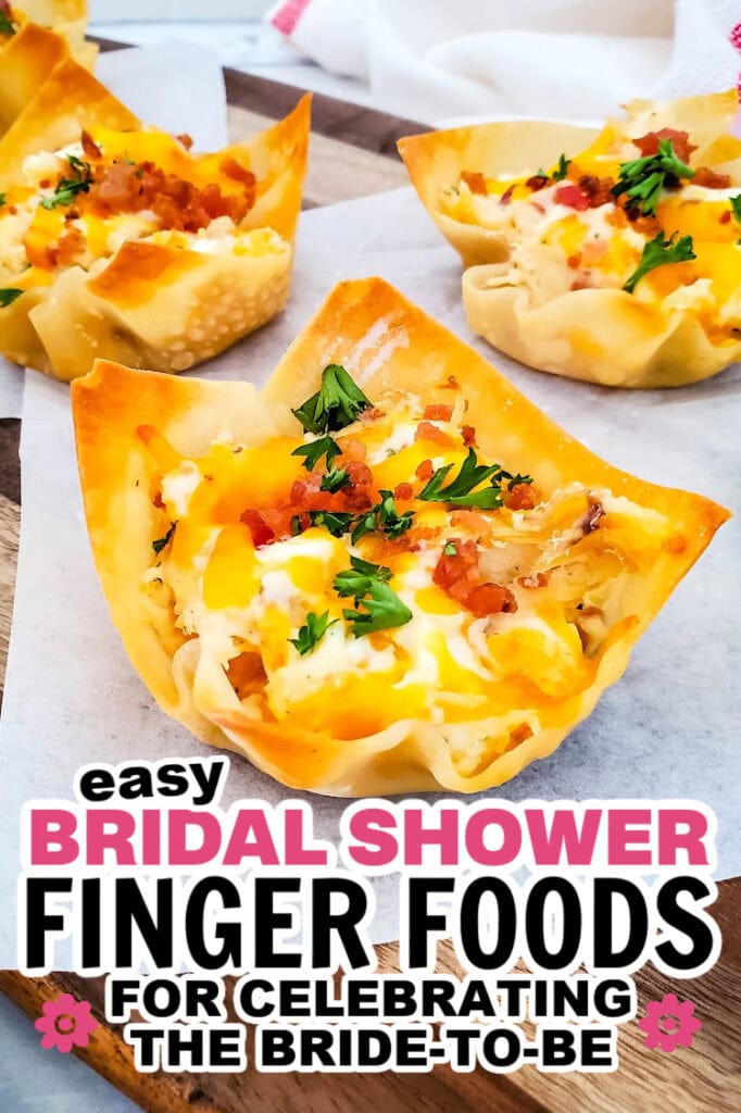 bridal shower finger foods -Cheesy Ranch Chicken Wonton Cups