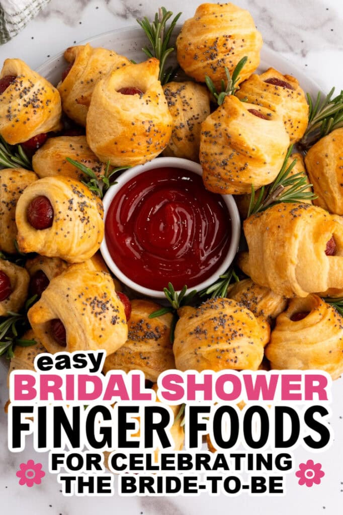 bridal shower finger foods -Flaky Mini Piggies in a Blanket