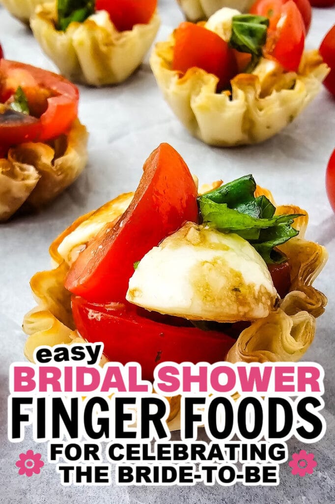 bridal shower finger foods- Mini Caprese Cups