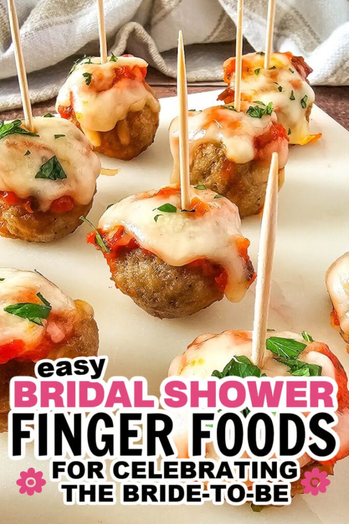 bridal shower finger foods -Mini Meatball Marinara Bites