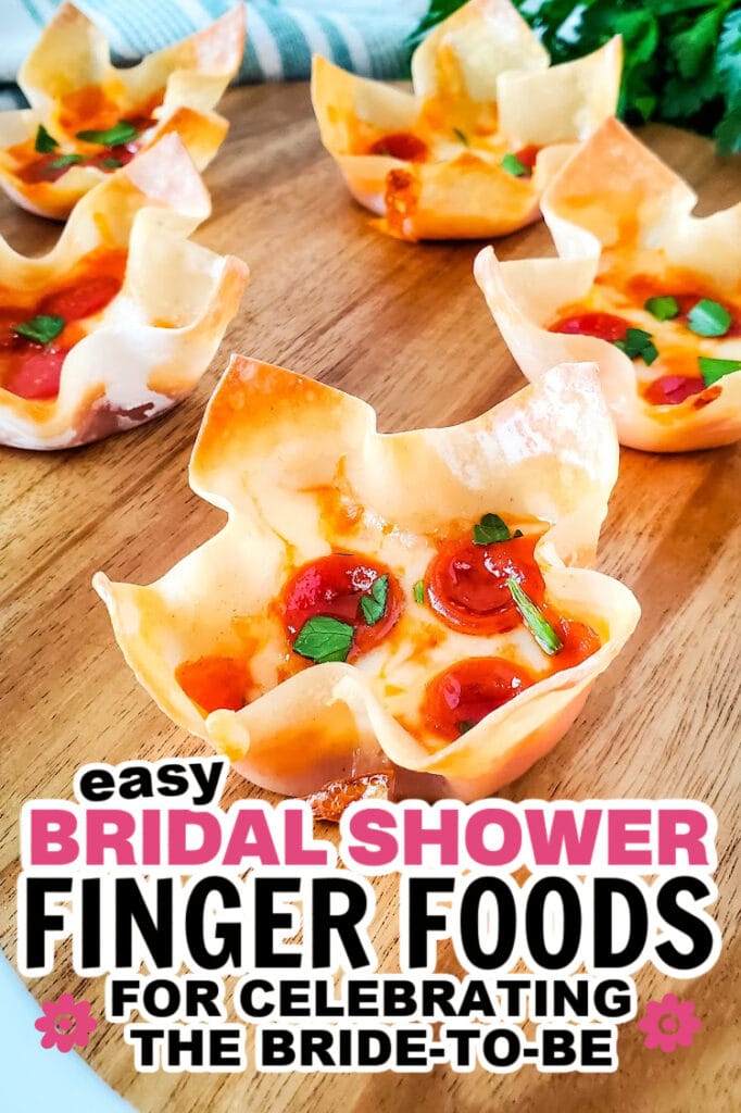 bridal shower finger foods -Pizza Wonton Cups