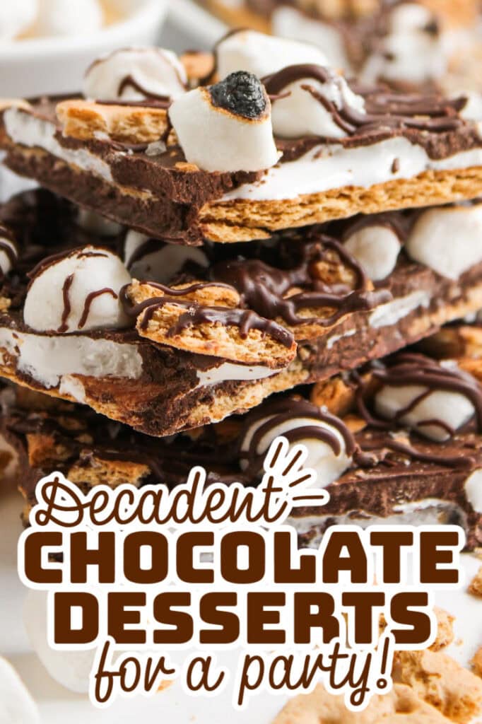 decadent chocolate desserts - Chocolate and Marshmallow Loaded S’mores Bark