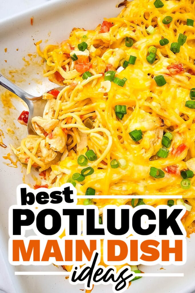 family reunion potluck main dish ideas - Cheesy Rotel Chicken Spaghetti Casserole