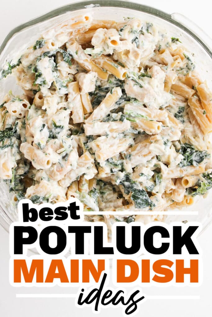 family reunion potluck main dish ideas - Creamy Spinach Artichoke Chicken Pasta Casserole