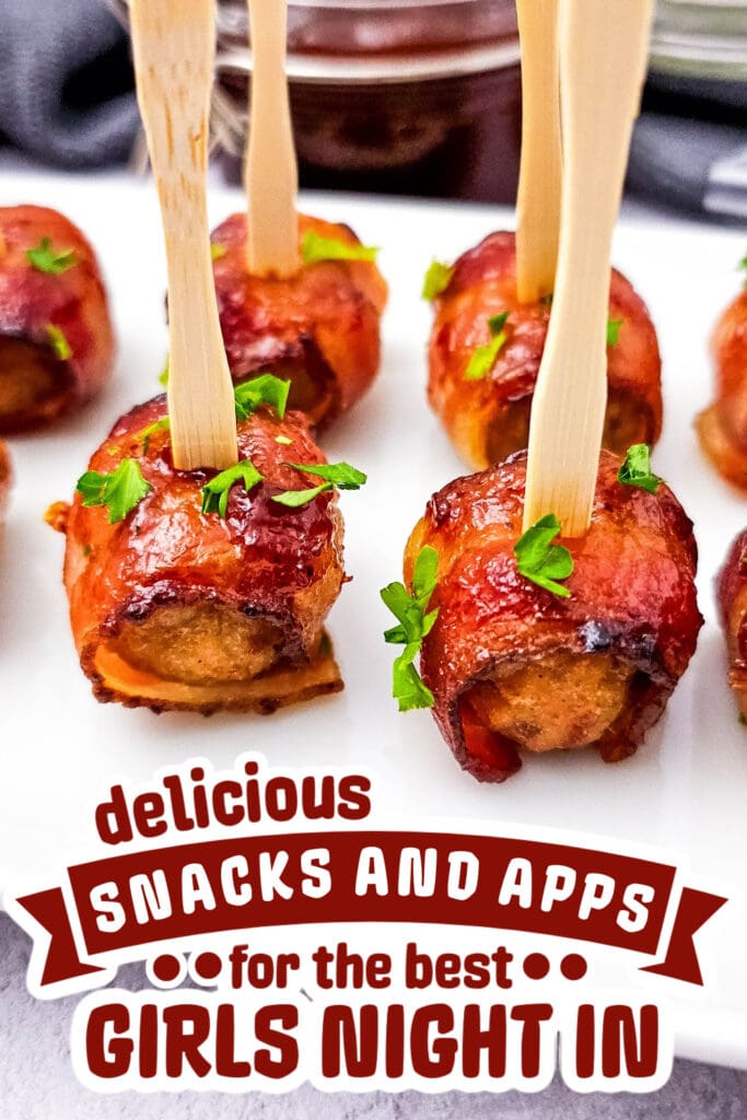 girls night snacks - BBQ Bacon Wrapped Meatballs
