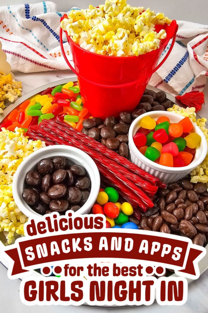 girls night snacks - Popcorn & Candy Movie Night Snack Board