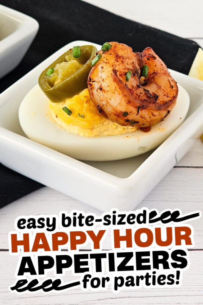 happy hour appetizers-Cajun Deviled Eggs with Shrimp