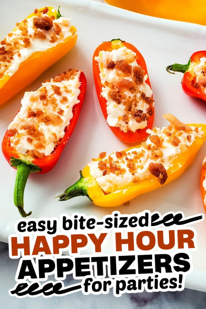 happy hour appetizers-Cheesy Bacon Stuffed Mini Peppers