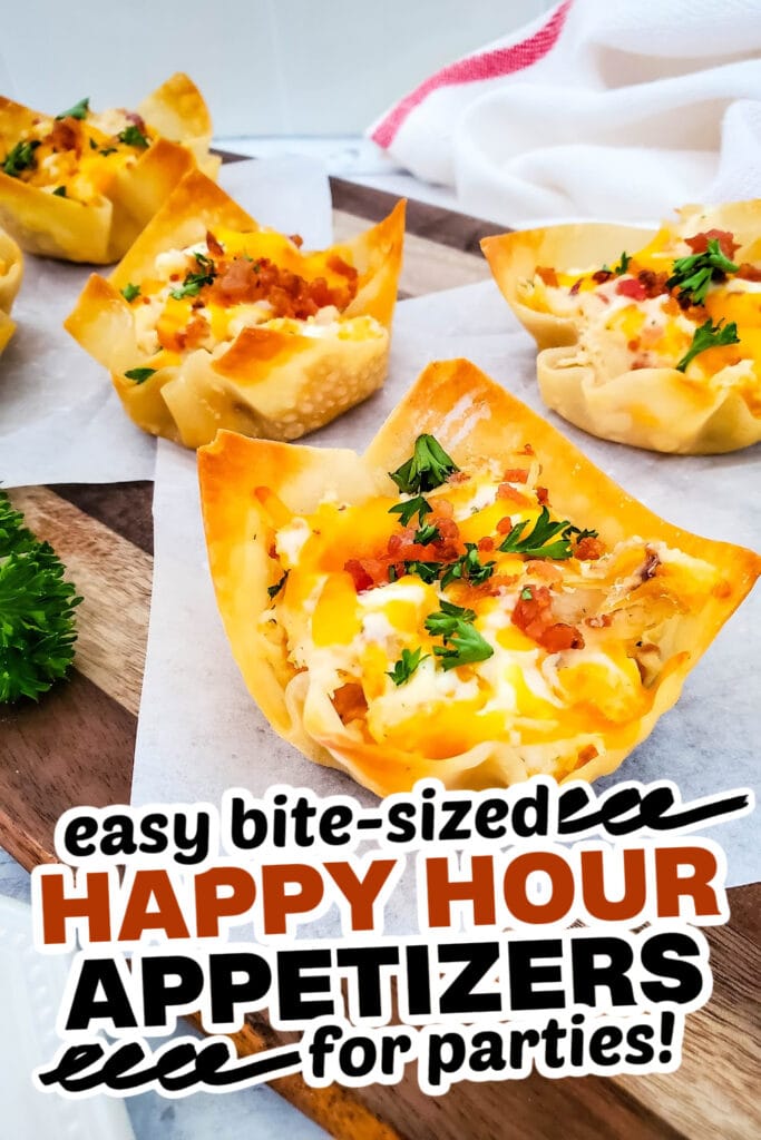 happy hour appetizers-Cheesy Ranch Chicken Wonton Cups