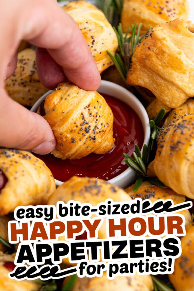 happy hour appetizers- Flaky Mini Piggies in a Blanket