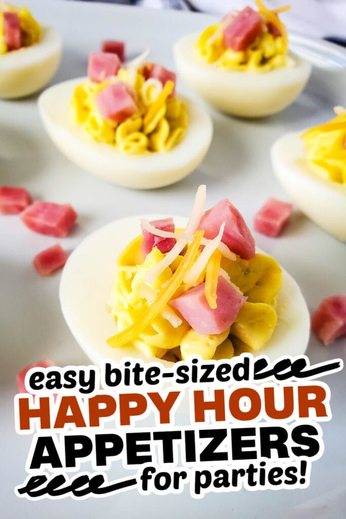 happy hour appetizers-Ham and Cheese Deviled Eggs