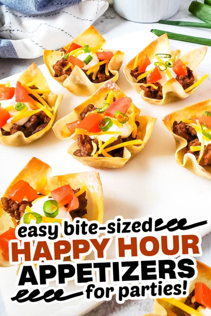 happy hour appetizers-Taco Wonton Cups