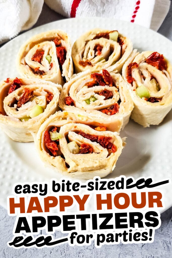 happy hour appetizers-Turkey Hummus Pinwheels