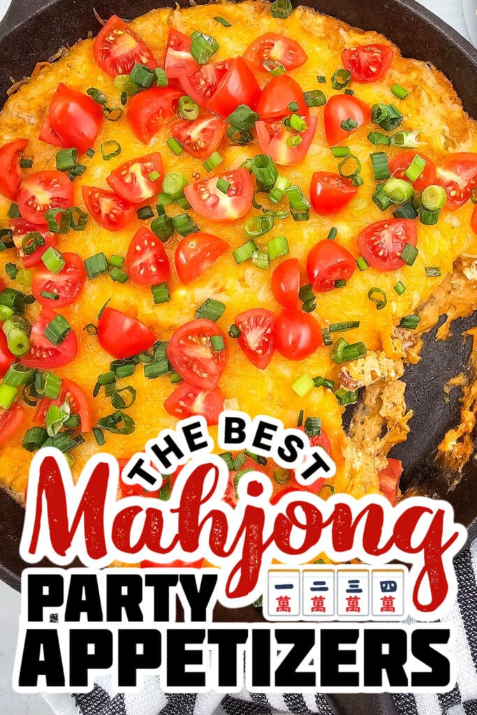 mahjong party food ideas - Cheesy Texas Trash Dip in a Skillet