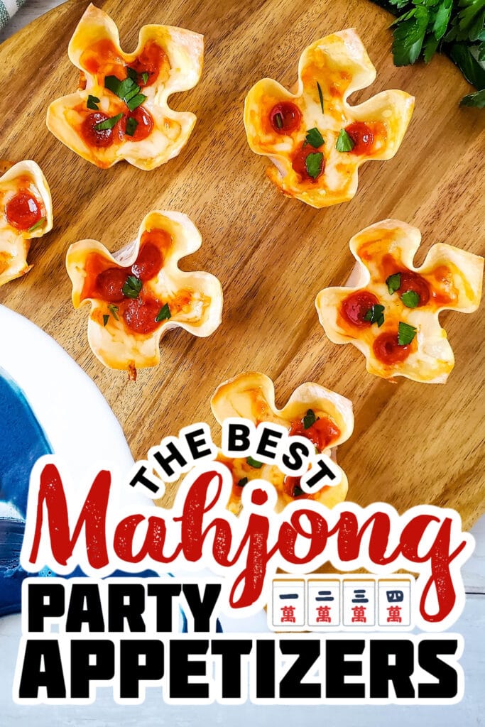 mahjong party food ideas - Pizza Wonton Cups