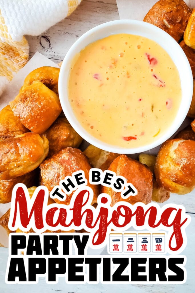 mahjong party food ideas - Soft Pretzel Bites with Cheesy Dip