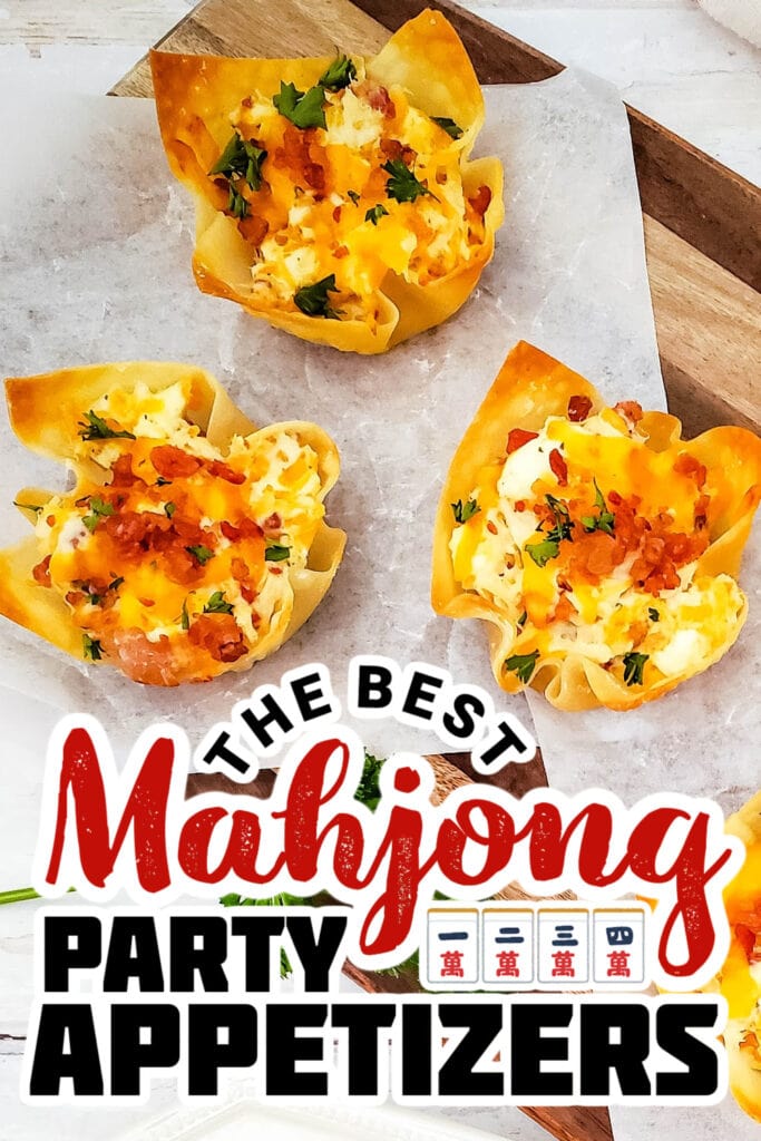 mahjong party food ideas - Taco Wonton Cups