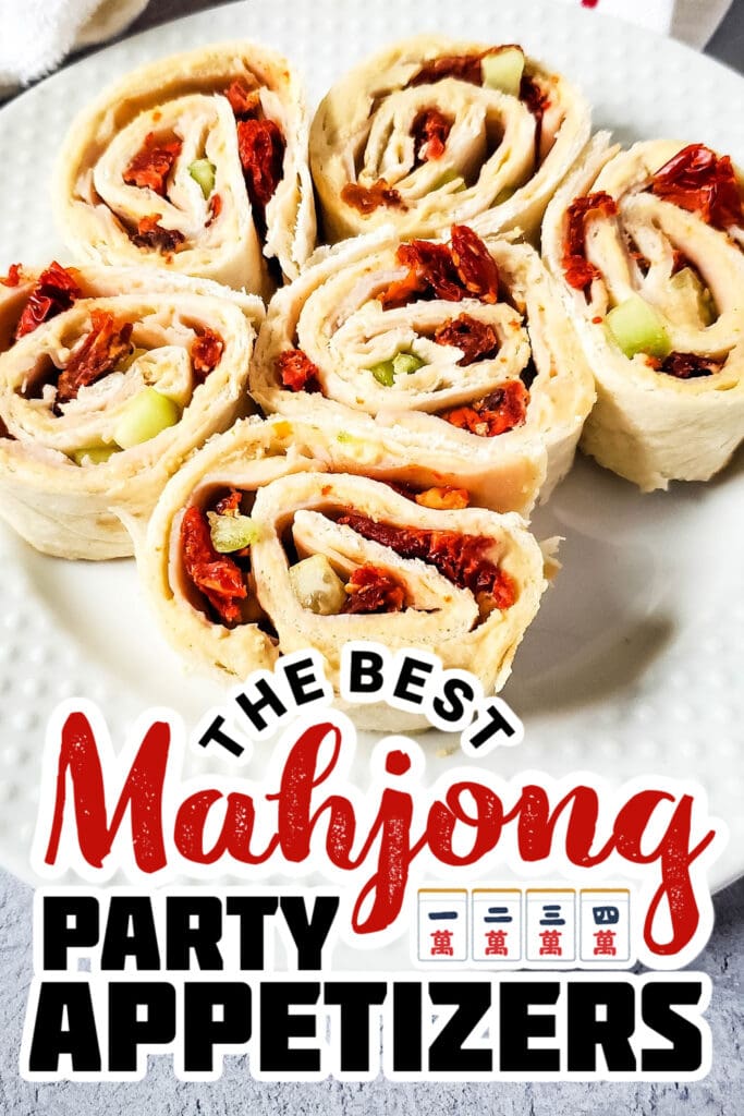 mahjong party food ideas - Turkey Hummus Pinwheels